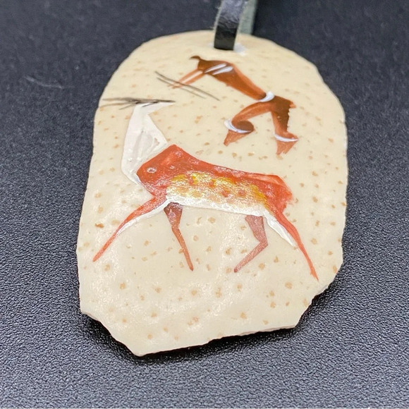 Handpainted Ostrich Egg Tribal  Necklace - South Africa - Picture 7 of 12